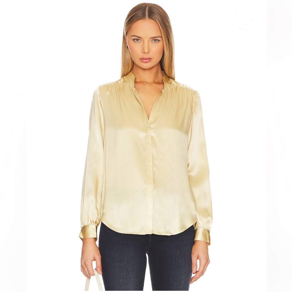 L’agence Bianca Band Collar Blouse in Marzipan